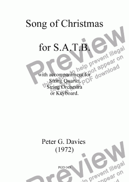page one of Song of Christmas for SATB with optional Keyboard or Strings