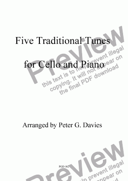 page one of Five Traditional Tunes arr. for Cello and Piano