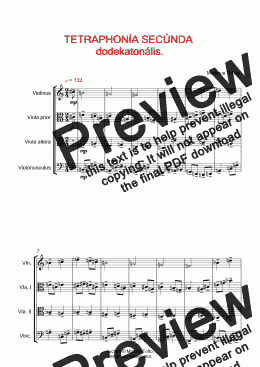 page one of TETRAPHONÍA SECÚNDA  dodekatonális pro violíno, vióla prióri, vióla áltera et violonúnculo