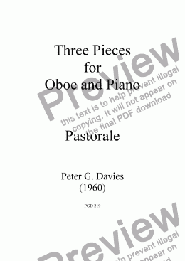page one of Three Pieces for Oboe and Piano 2. Pastorale