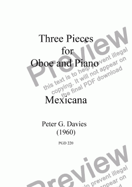 page one of Three Pieces for Oboe and Piano 3. Mexicana