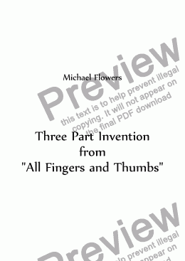 page one of Three Part Invention from "All Fingers & Thumbs"