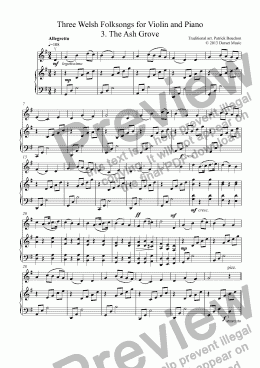 page one of Three Welsh Folksongs for Violin and Piano 3. The Ash Grove