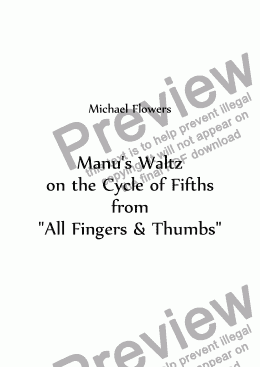 page one of Manu’s Waltz on the Cycle of Fifths from "All Fingers & Thumbs"