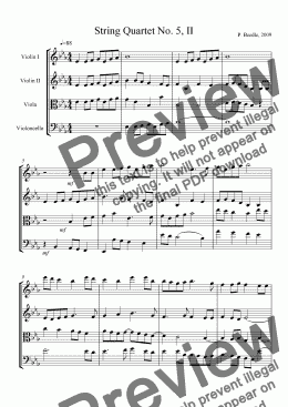 page one of String Quartet #5, movement 2