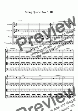 page one of String Quartet #5, movement 3