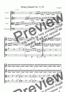page one of String Quartet #5, movement 4