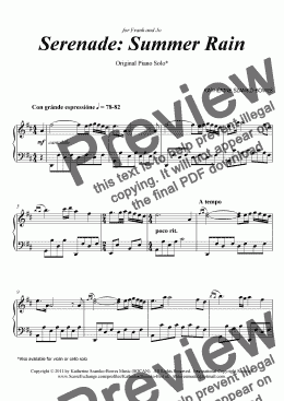 page one of Serenade: Summer Rain (Piano solo)