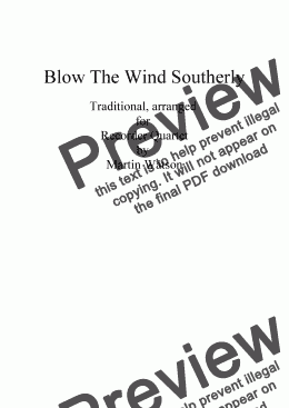 page one of Blow The Wind Southerly for Clarinet Quartet