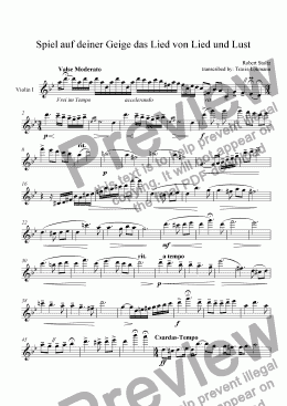 page one of Spiel auf deiner Geige das Lied von Lied und Lust (Solo Violin Accomp.)