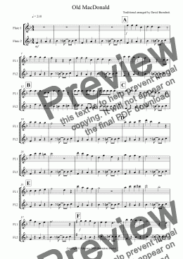 page one of Old MacDonald! for Flute Duet