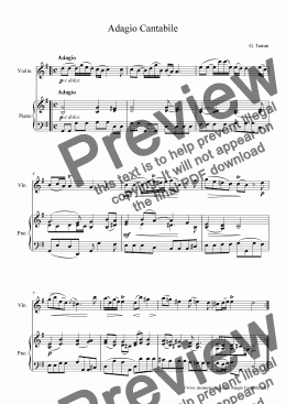 page one of Tartini Adagio Cantabile for Violin and Piano