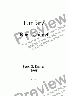 page one of Fanfare for Brass Quintet