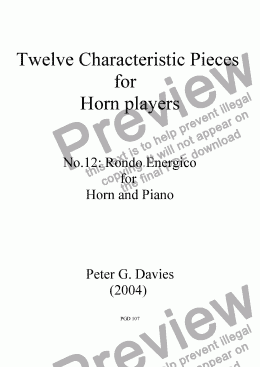 page one of Twelve Characteristic Pieces for Horn Players No.12 Rondo Energico