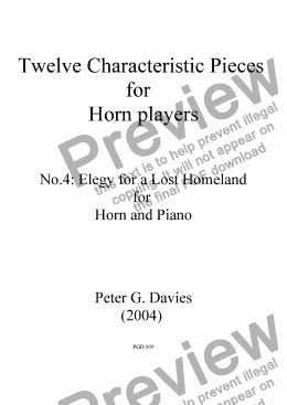page one of Twelve Characteristic Pieces for Horn Players No.4 Elegy for a Lost Homeland