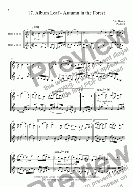 page one of Horn Duets 17. Album Leaf - Autumn in the Forest