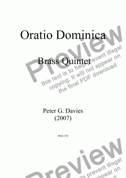 page one of Oratio Dominica for Brass Quintet