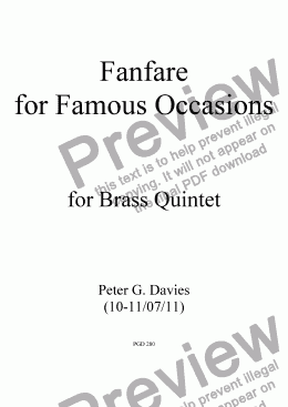 page one of Fanfare for Famous Occasions for Brass Quintet