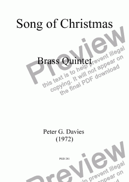 page one of Song of Christmas for Brass Quintet