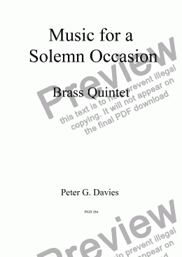 page one of Music for a Solemn Occasion for Brass Quintet