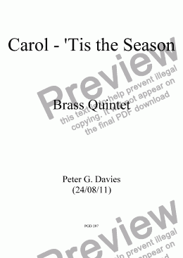 page one of Carol - ’tis the Season for Brass Quintet