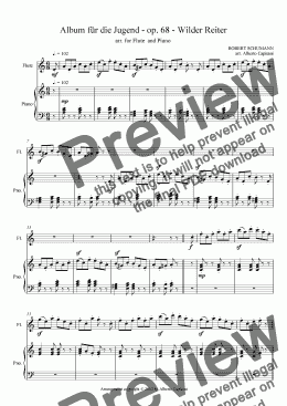 page one of Album für die Jugend - op. 68 - Wilder Reiter - arr. for Flute and Piano