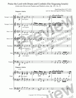 page one of Praise the Lord with Drums and Cymbals (Ein Siegesang Israels) (Lobet den Herren mit Pauken und Zimbeln schon, Op. 101, No. 5)