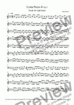 page one of Corta Pezzo 8 (Etude for right hand) piano
