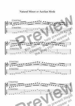 page one of Natural Minor or Aeolian Mode