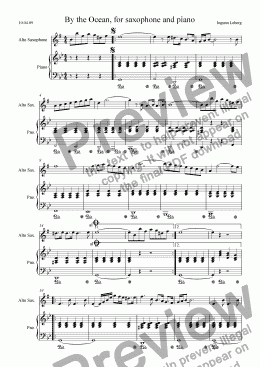 page one of By the Ocean, for saxophone and piano