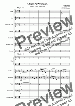 page one of Adagio Per Orchestra