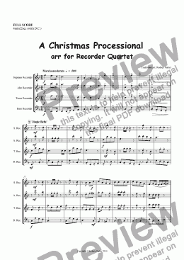 page one of A Christmas Processional  arr for Recorder Quartet
