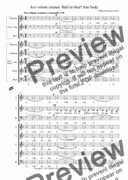 page one of Ave verum corpus: Hail to thee! true Body (8 part version)