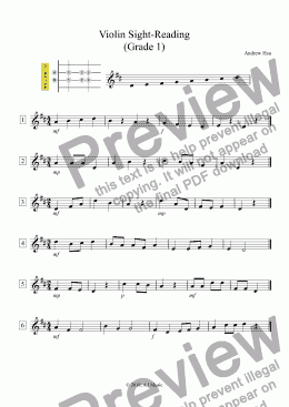 page one of Violin Sight-Reading (Grade 1)