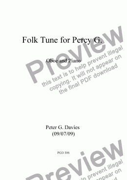 page one of Folk Tune for Percy G. for Oboe and Piano