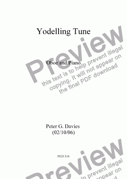 page one of Yodelling Tune for Oboe and Piano