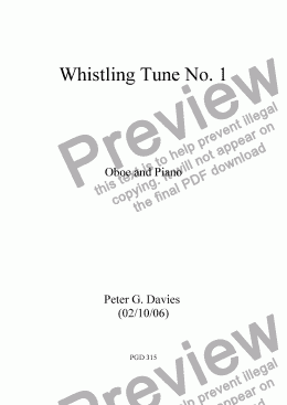 page one of Whistling Tune No.1 for Oboe and Piano
