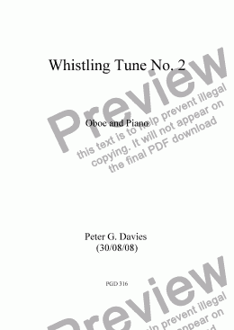 page one of Whistling Tune No.2 for Oboe and Piano