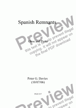 page one of Spanish Remnants for Oboe and Piano