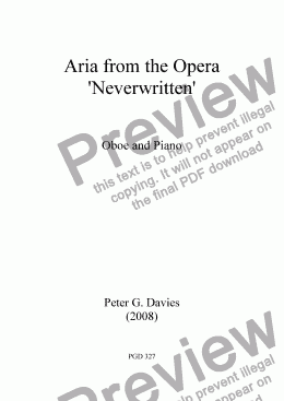 page one of Aria from the Opera "Neverwritten" for Oboe and Piano