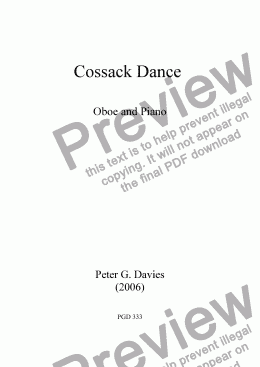 page one of Cossack Dance for Oboe and Piano