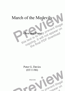page one of March of the Medevils for Oboe and Piano
