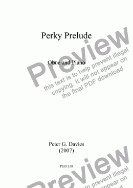 page one of Perky Prelude for Oboe and Piano