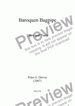 page one of Baroquen Bagpipe for Oboe and Piano
