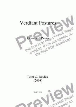 page one of Verdiant Postures for Oboe and Piano