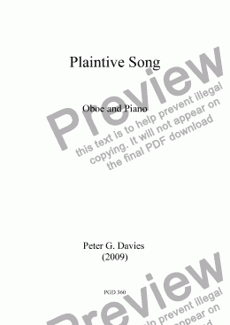 page one of Plaintive Song for Oboe and Piano