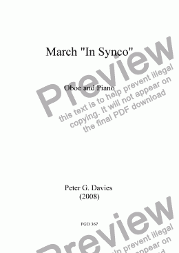 page one of March "In Synco" for Oboe and Piano