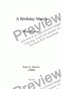 page one of A Birthday March for Oboe and Piano