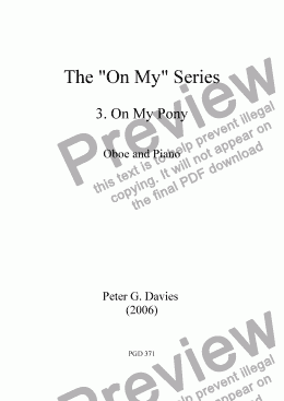 page one of The "On My" series 3. On My Pony for Oboe and Piano