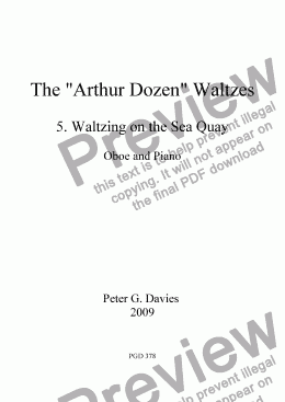 page one of The "Arthur Dozen" Waltzes 5. Waltzing on the Sea Quay for Oboe and Piano